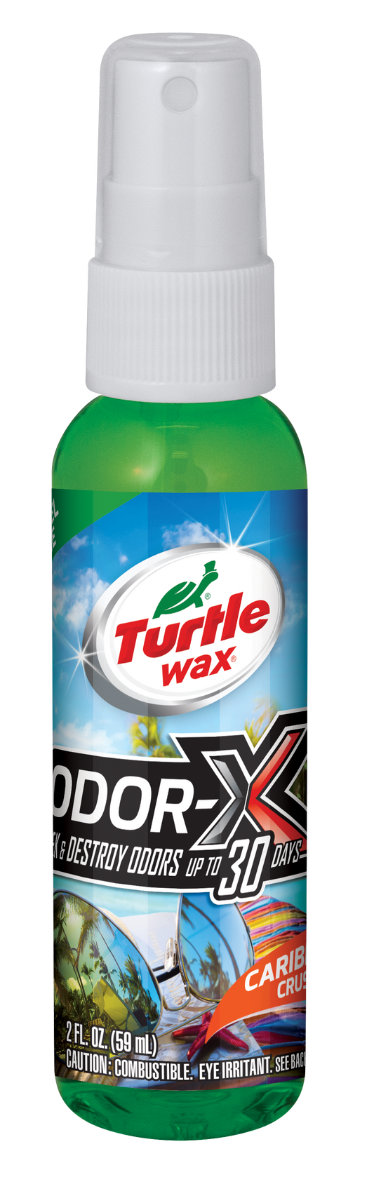 Turtle Wax Odor-X Caribbean Crush scent in a spray bottle (59 ml). Ideal for Indian consumers to remove bad smell from car.