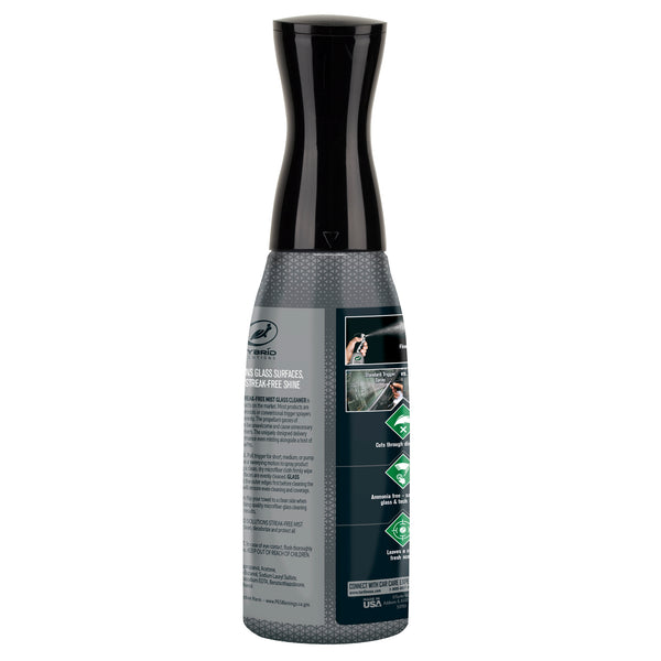 Turtle Wax Hybrid Solutions glass cleaner ensures streak-free shine. Ideal for car & home surfaces, offers ammonia-free, fresh scent formula.
