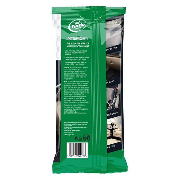 Turtle Wax Interior 1 wipes clean car upholstery, plastic, & child seats. Stain removal for all surfaces. Easy to use, matte finish. #carcleaning #India