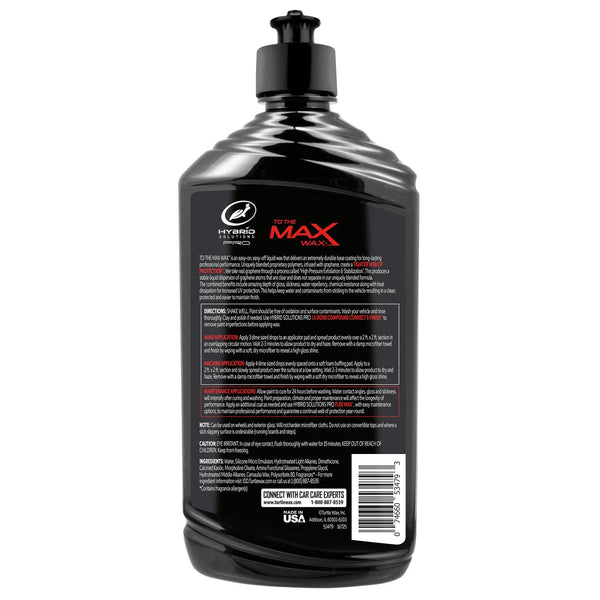 Turtle Wax Hybrid Solutions Pro To The Max Wax boosts gloss, slickness, and water repellency. Graphene infused car care formula. Made in USA.