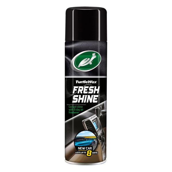 Turtle Wax Fresh Shine provides cockpit shine & 8-day car freshening. Interior care for an enduring "new car" feel. Ideal for Indian cars.