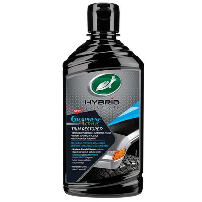 Turtle Wax Hybrid Solutions Graphene Acrylic Trim Restorer restores & protects car exterior, plastic. Superior UV protection for Indian roads. Turtle Wax Hybrid Solutions Graphene Acrylic Trim Restorer restores & protects car exterior, plastic. Superior UV protection for Indian roads.