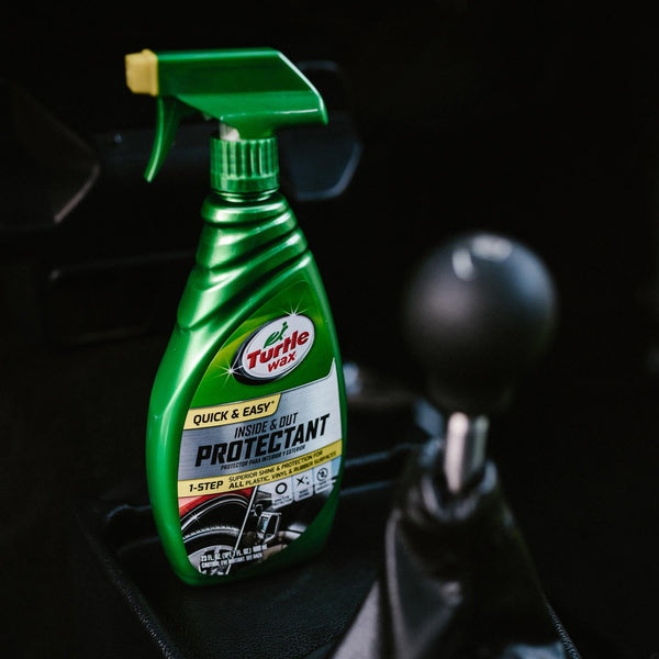 Turtle Wax Inside & Out Protectant, 680ml bottle for cars. Interior & exterior shine on plastic, vinyl & rubber surfaces. Car care product.