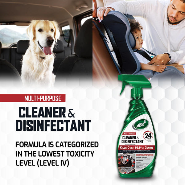 Turtle Wax Multi-Purpose Cleaner & Disinfectant (680ml) for car interiors. Kills 99.9% germs. Safe for kids & pets in India.