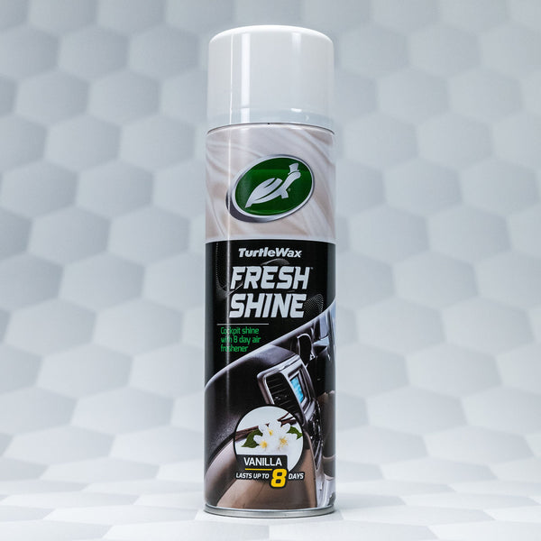 Turtle Wax Fresh Shine Vanilla: Interior cockpit shine with air freshener. Available in India.