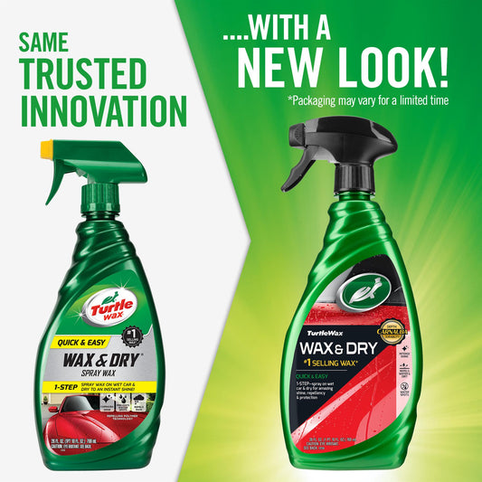Turtle Wax Wax & Dry spray for car care. Quick & easy shine and water repellency. New look packaging. Ab gadi chamkao!