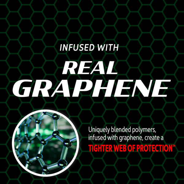 Graphene-infused car care for superior protection. Black honeycomb background. Turtle Wax technologies offer premium shine and defence.