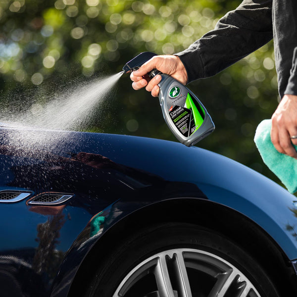 Turtle Wax: Car ceramic coating being applied, 473ml bottle. Car care ke liye ek acha option!