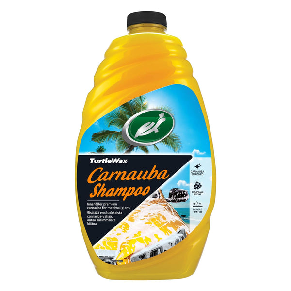 Turtle Wax Carnauba Shampoo bottle. Shines car with tropical scent, and repels water. Available in India. Turtle Wax Carnauba Shampoo bottle. Shines car with tropical scent, and repels water. Available in India.