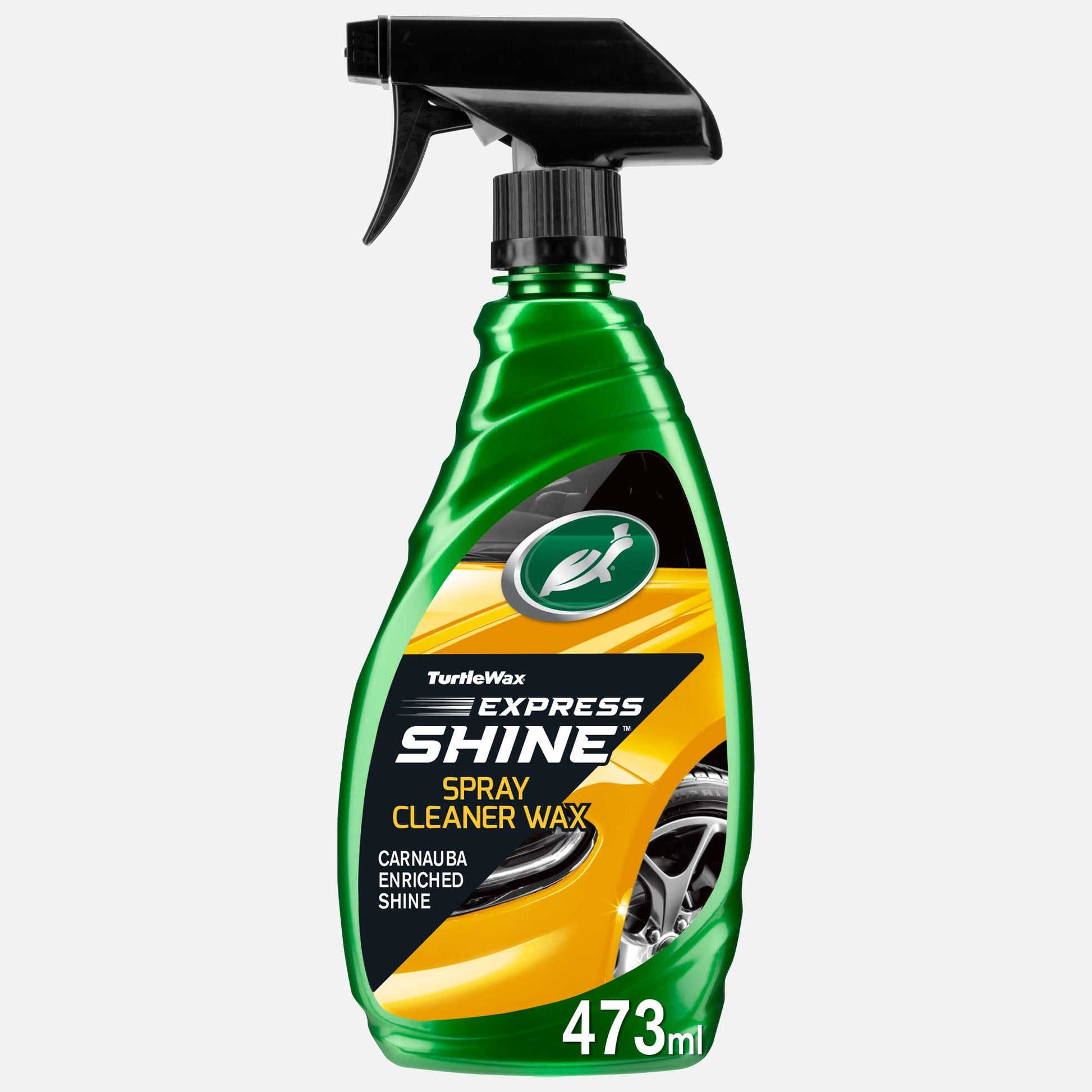 Turtle Wax Express Shine™ spray bottle. Car cleaning product for intense shine and paint protection. Carnauba wax for durability.