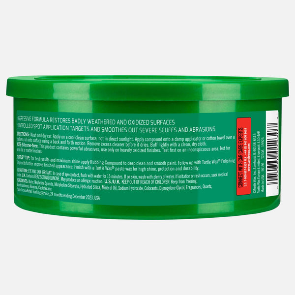 Turtle Wax Rubbing Compound for cars; Aggressive formula for weathered, oxidized surfaces. Deep cleans, smooths. Great for Indian cars!
