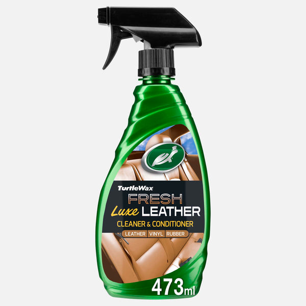 Turtle Wax Luxe leather cleaner & conditioner spray bottle. Perfect for car seat & other leather surface care in India.
