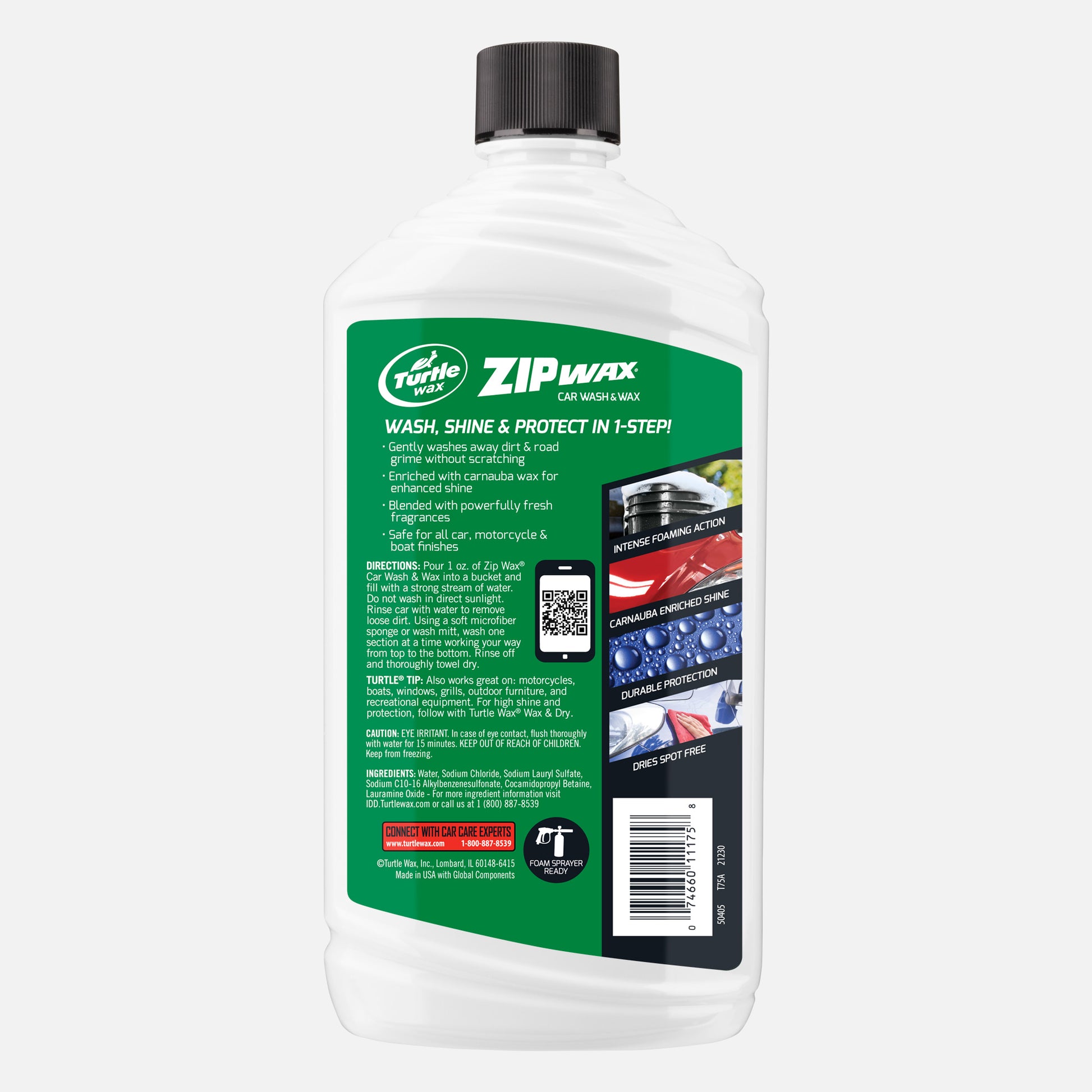 Turtle Wax Zip Wax cleans & waxes vehicles with intense foam. Carnauba wax enriches shine & provides durable protection for cars in India.