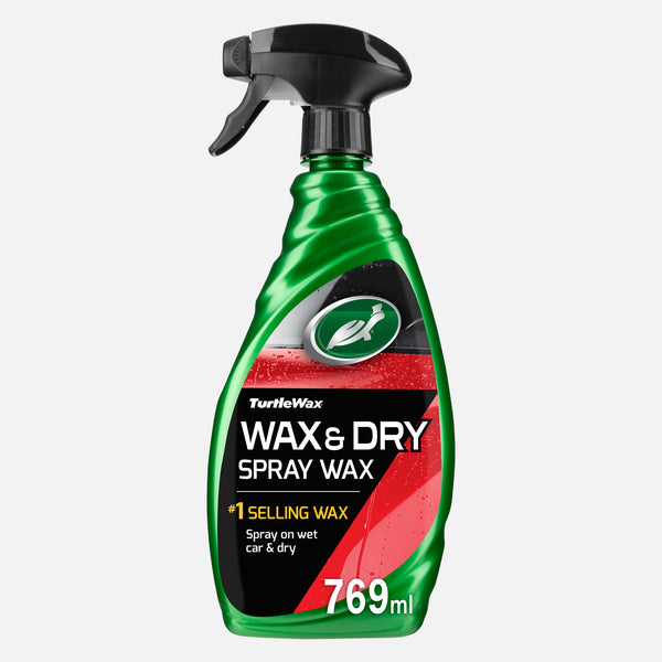 Turtle Wax Wax & Dry, 769ml, spray bottle. Quick car shine, water repellent, and carnauba wax protection for Indian cars.