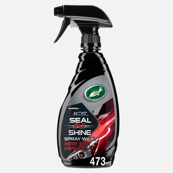 Turtle Wax ICE Seal N Shine detailer provides shine & repellency. The black bottle boasts super hydrophobic tech for water beading. #carcare #TurtleWax