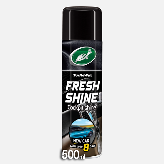 Turtle Wax Fresh Shine provides cockpit shine & 8-day car freshening. Interior care for an enduring "new car" feel. Ideal for Indian cars.
