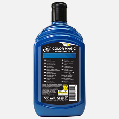 Turtle Wax Color Magic Shades of Blue, 500ml. Car polish for blue vehicles.Instructions enclosed. Turtle Wax brand, available in India.