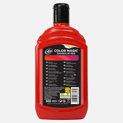 Turtle Wax Color Magic Shades of Red car wax, 500ml. Red polish for vehicles, multi-language instructions included.