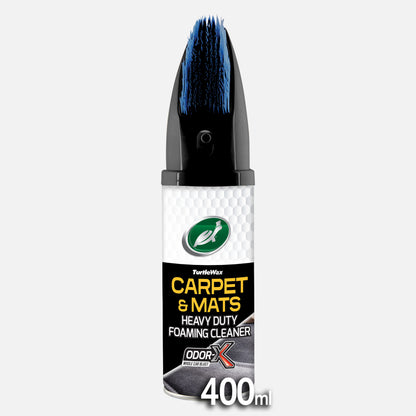Turtle Wax Upholstery Cleaner & Protector 400ml. Deep cleaning with green brush head. Odour eliminator ideal for car seats in India.
