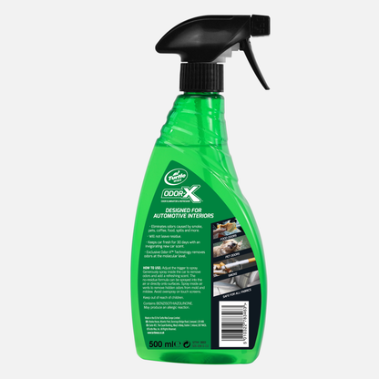 Turtle Wax Odor-X India: Car odor eliminator, 500ml spray bottle. Refreshes auto interiors from smoke, food, pet smells. Safe for all fabrics.