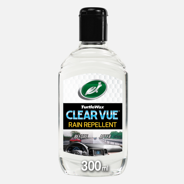 Turtle Wax Clear Vue Rain Repellent (300ml) for car windshield clarity in rain & snow. Enhanced visibility for safe driving in India.