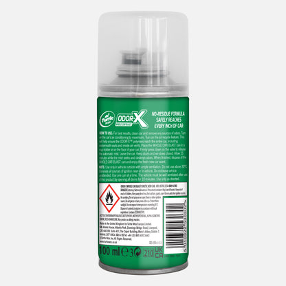 Turtle Wax Odor-X Whole Car Blast 100ml New Car scent. Car odor eliminator; removes smoke, pet, & food smells. Made in the UK.