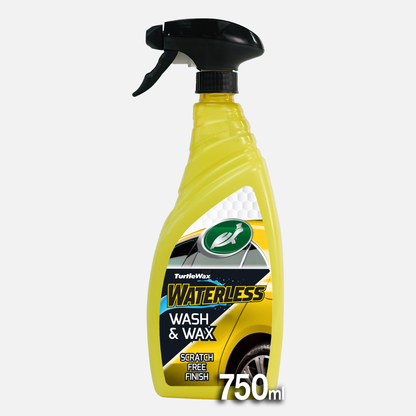 Turtle Wax waterless wash & wax (750ml) bottle. Car care product for cleaning & waxing without water.