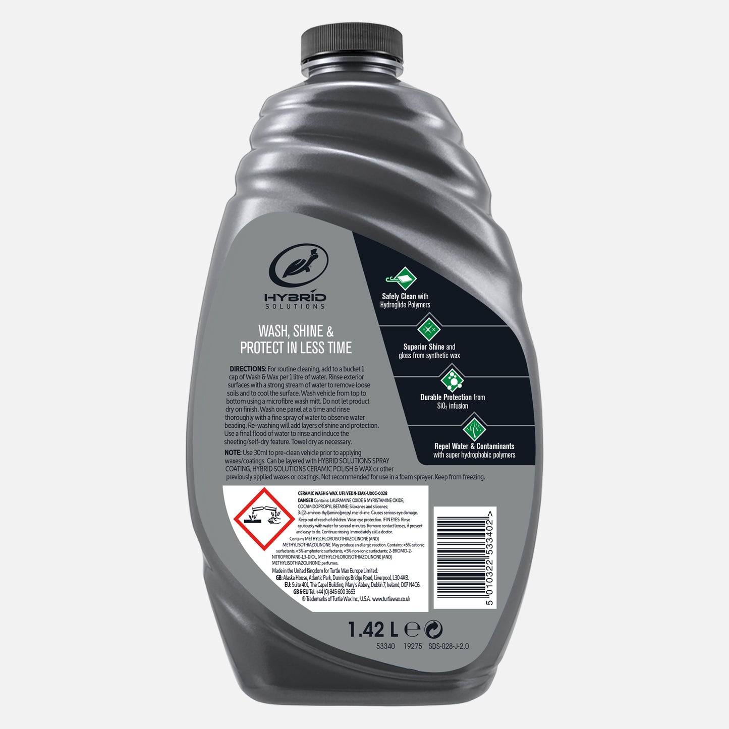 Turtle Wax Hybrid Solution Wash & Wax for car cleaning, detailing. Ceramic tech protects with shine, repels water. Buy car care products India.