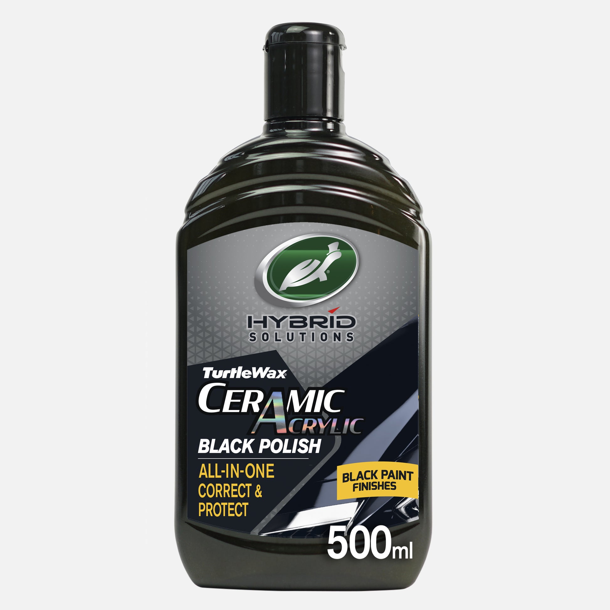 Turtle Wax Hybrid Solutions Ceramic Acrylic Black Polish enhances dark car paint. Car care for a deep shine & scratch removal. Auto detailing.