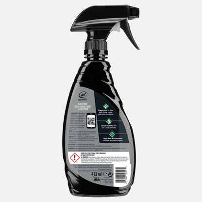 Turtle Wax Hybrid Solutions Ceramic Acrylic Black Wax enhances car paint, provides gloss and protection. 473ml spray bottle. Made in USA.