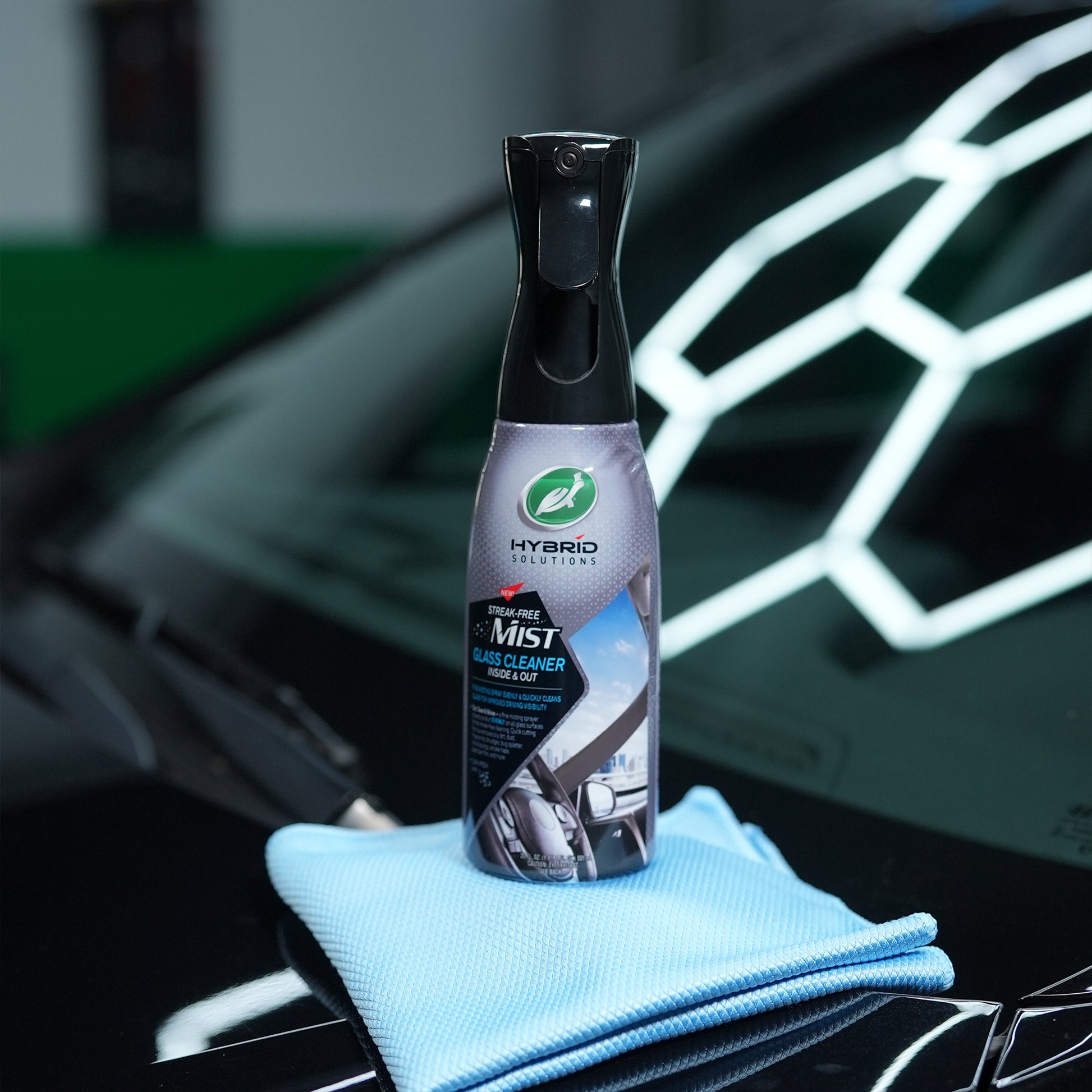 Turtle Wax Hybrid Solutions mist glass cleaner offers a streak-free finish for car windows, inside and out. Now available in India.