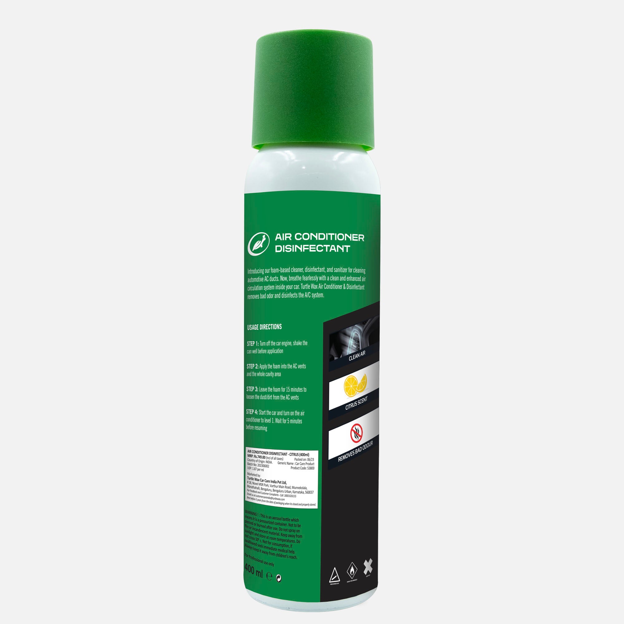 Air Conditioner Disinfectant-Citrus Scent, 400ml | Turtle Wax India