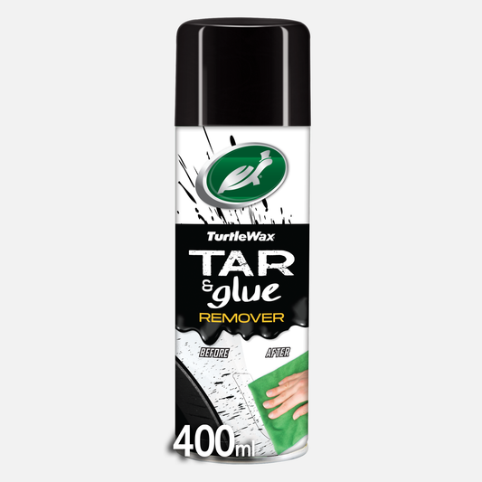 Turtle Wax Tar & Glue Remover 400ml. Removes tar, glue, and sap from car surfaces. Effective cleaning for Indian roads.