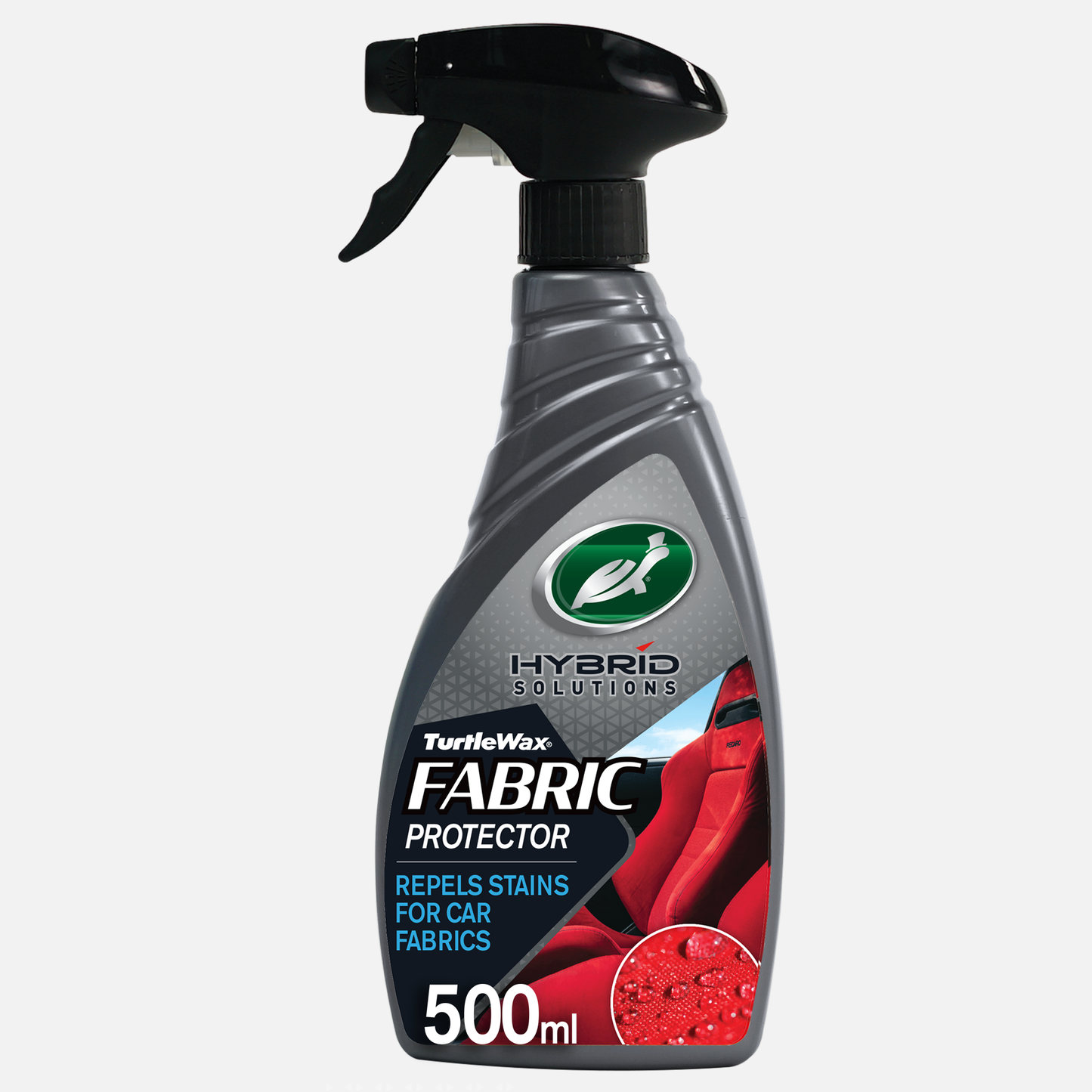 Turtle Wax Hybrid Solutions Fabric Protector, 500ml bottle. Ideal for automotive fabrics; protects against stains, water, and oil.