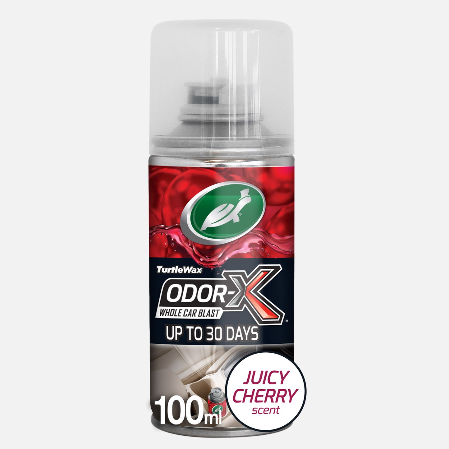 Turtle Wax Odor-X whole car blast. Eliminates odors up to 30 days. Cherry scent, perfect for a fresh car fragrance in India.
