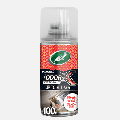 Turtle Wax Odor-X Sweet Berry fragrance car freshener spray. Eliminates bad smells in your auto with berry scent in India.