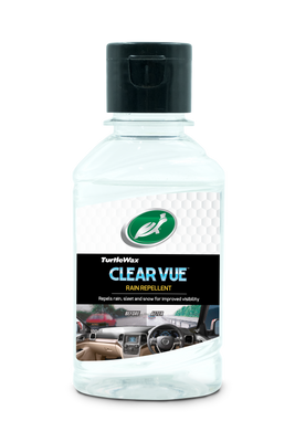 Turtle Wax Clear Vue rain repellent 100ml for car windshields. Helps repel rain, sleet, & snow for better driving visibility.
