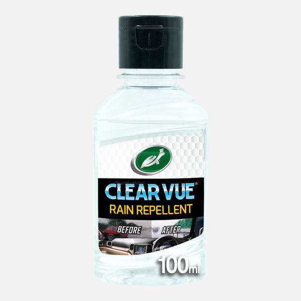Turtle Wax Clear Vue rain repellent 100ml for car windshields. Helps repel rain, sleet, & snow for better driving visibility.
