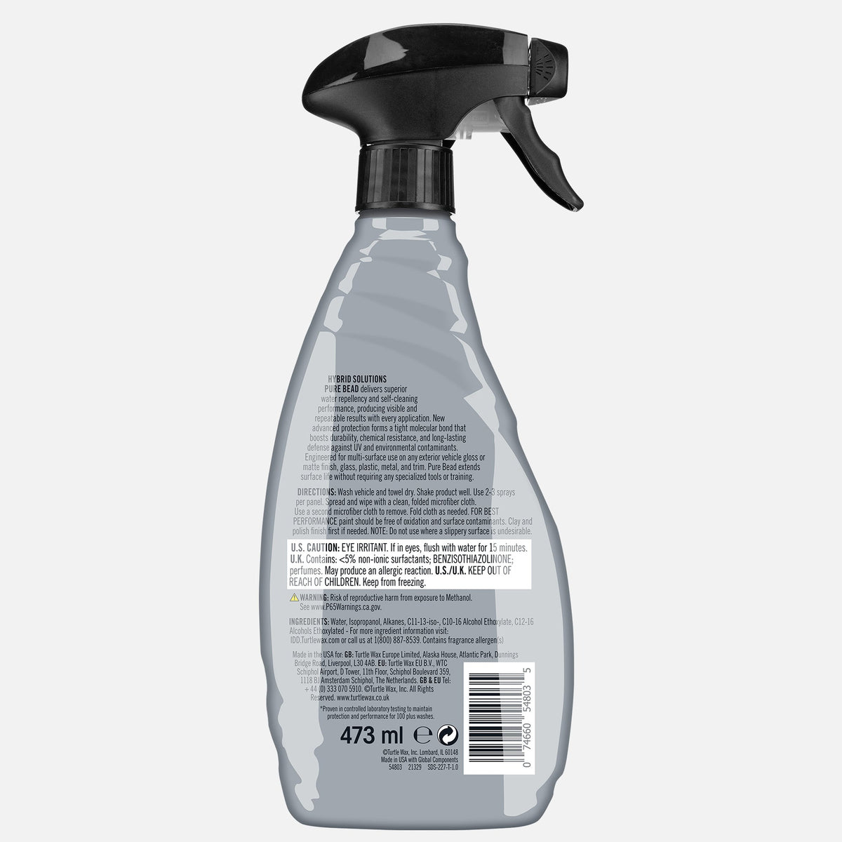 Spray bottle with a label on a white background
