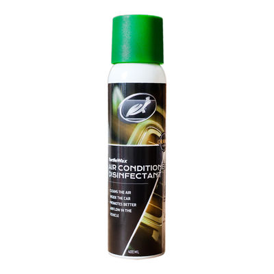 Turtle Wax air conditioner disinfectant 400ml, orange scent. Freshens & cleans auto AC, improves airflow. Car AC sanitizer for India.