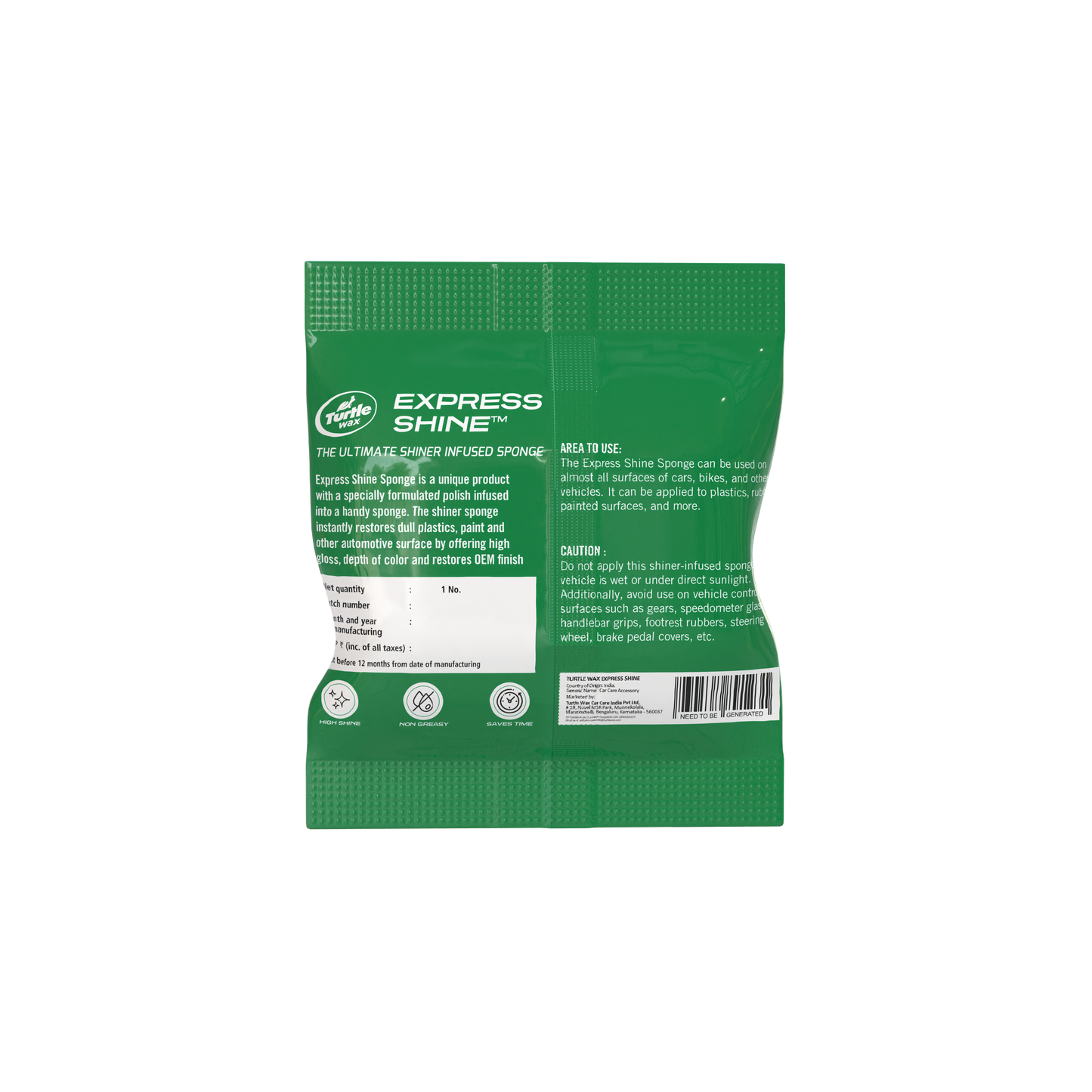 Turtle Wax Express Shine sponge pack. Car & bike polish sponge for instant shine & restoration in India. Easy to use, non-greasy.
