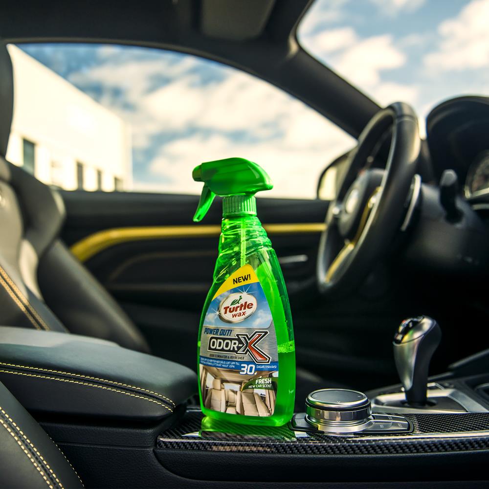Turtle Wax car interior freshener. Eliminates odor, leaving a new car scent. Ideal for Indian cars.
