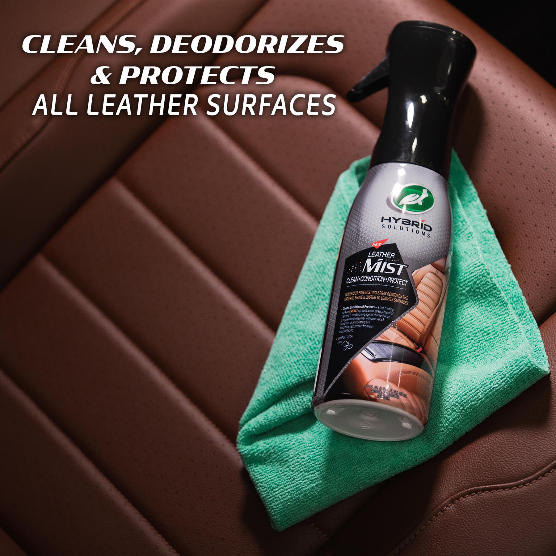 Turtle Wax Hybrid Solutions Leather Mist: Cleans, conditions & protects leather car interiors. India's favourite for car care.