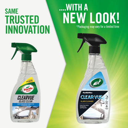 Turtle Wax ClearVue glass cleaner for cars, 300ml. Now with a new look. Smear-free for intense, sparkling clean. Available in India.
