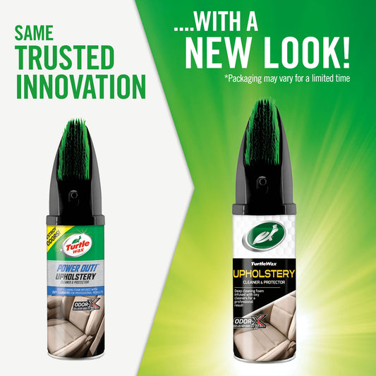 Turtle Wax upholstery cleaner with a brush, perfect for car seat cleaning in India. New look. Odor eliminator, 400ml.