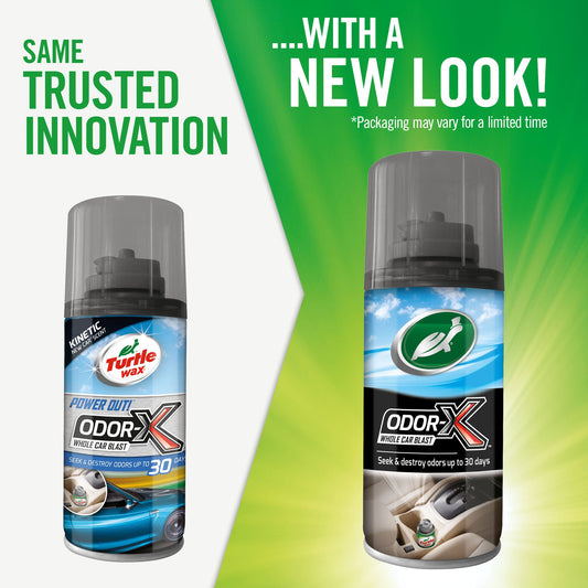 Turtle Wax Odor-X Whole Car Blast (New Car) eliminates odors, leaving a fresh scent for up to 30 days. Available in India.