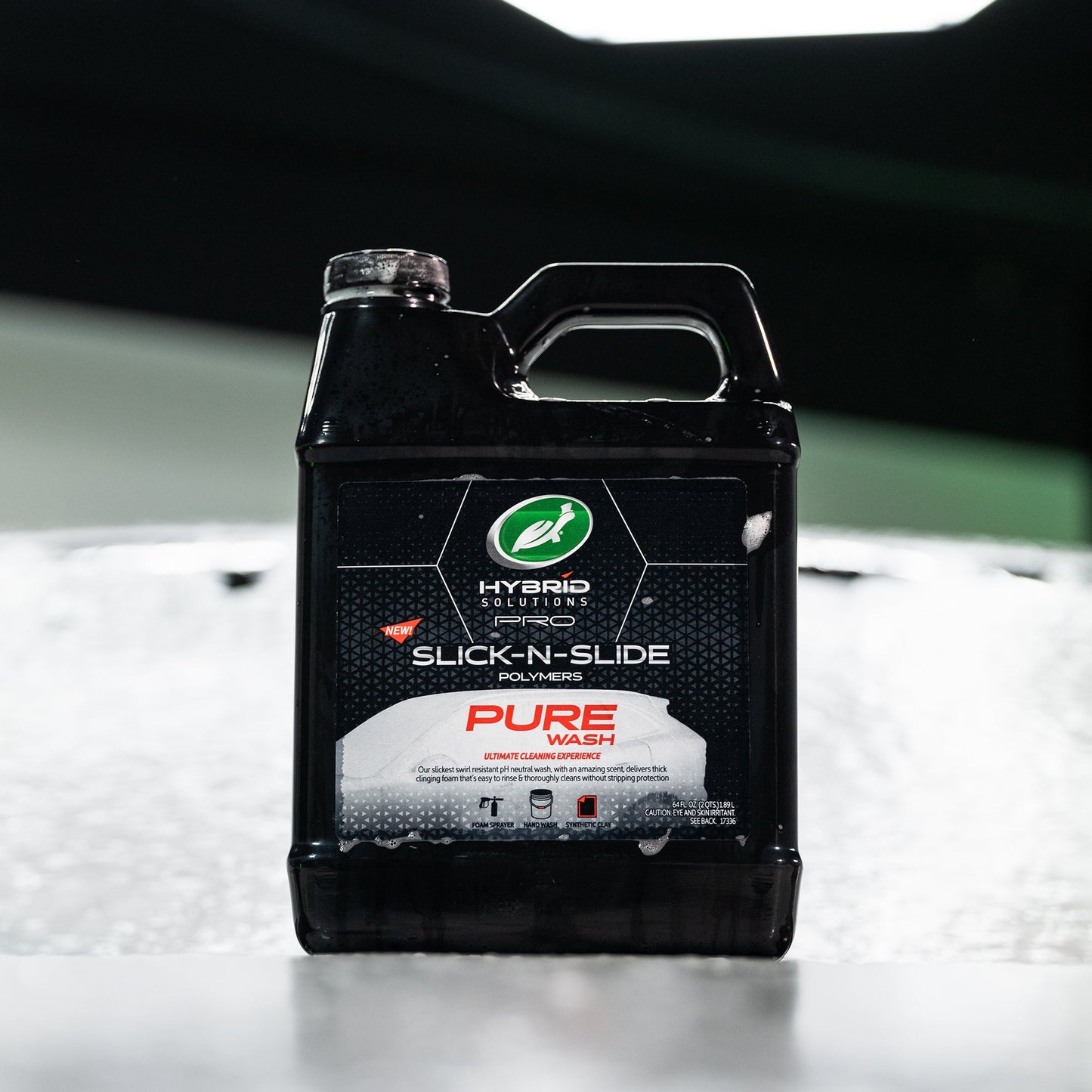 Turtle Wax Hybrid Solutions PRO Pure Wash for car cleaning. Slick-n-Slide Polymers formula, 1.89L size. Car care detailing product.