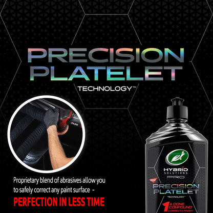 Turtle Wax Hybrid Solutions Pro for car detailing. Advanced formula for paint correction & finishing. Contains precision platelet technology.