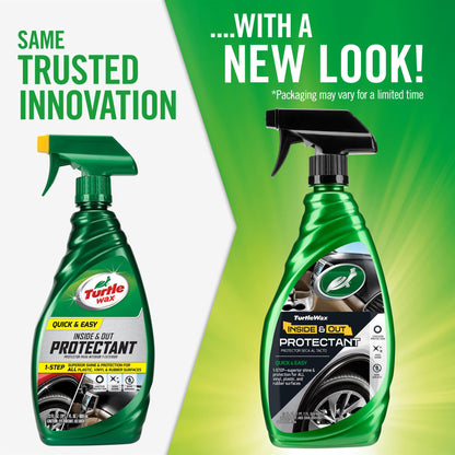 Turtle Wax Inside & Out Protectant (680ml) with New Look. Quick & easy shine & protection for car's plastic, vinyl, & rubber surfaces.