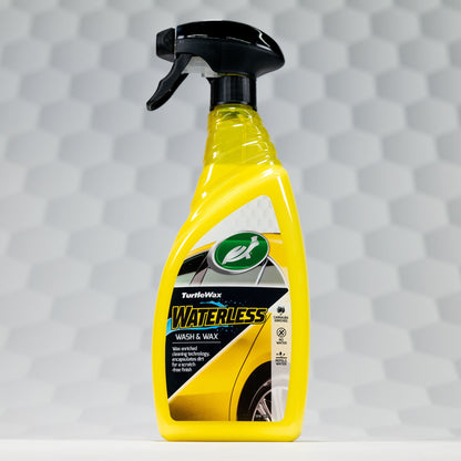 Turtle Wax Waterless Wash & Wax cleans and polishes without water. Yellow bottle. भारत में कार की सफाई के लिए.